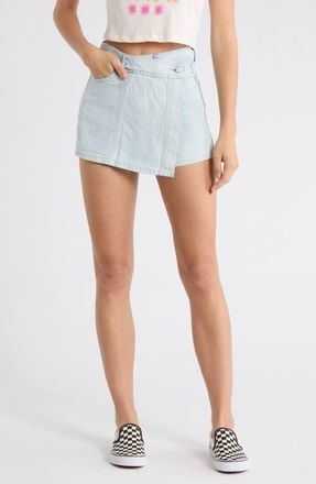 Billabong Jade Saltwashed Denim Wrap Miniskort in Blue Mist at Nordstrom, Size X-Small