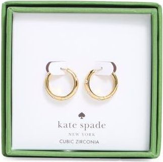 Kate Spade New York huggie hoop earrings in Clear /Gold at Nordstrom Rack