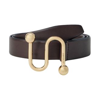 Sportmax Cintur&oacute;n de Piel con Hebilla de Gancho - Accessories - Mujer - Marr&oacute;n - S