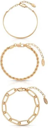 Ettika Chained Up 3-Pack Assorted Bracelets in Gold at Nordstrom Rack