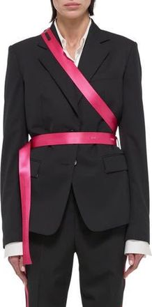 Helmut Lang Seat Belt Virgin Wool Blazer in Black/Fuschia at Nordstrom Rack, Size 00