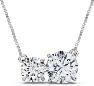 Pompeii3 1 1/2Ct Rounds Toi et Moi Diamond Pendant 14k Gold or Pt Lab Grown Size: 1/3 Wide