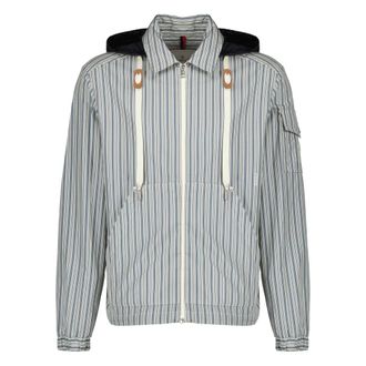 Moncler Light Jackets, male, Blue, Size: XL Havas Striped Poplin Shirt Jacket