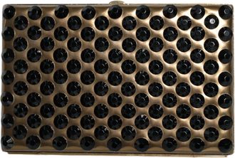 Dolce & Gabbana Gold Crystal Bifold Clutch Evening Party Women Purse Bag Leather