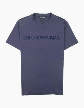 Emporio Armani Mens Emporio Armani Embossed Logo S/s T Shirt Blue - Size: 38