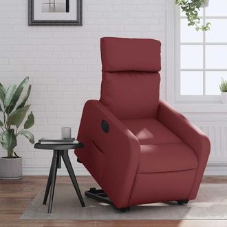 vidaXL Vidaxl - Sill&oacute;n Elevable El&eacute;ctrico Cuero Artificial Rojo Tinto