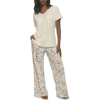 Felina Josephine Crinkled Jersey Pajamas in Whisper White at Nordstrom, Size X-Large