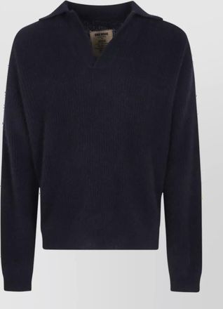 Uma Wang raccoon wool long-sleeve polo sweater