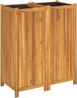 vidaXL Vidaxl - Jardinera con forro madera maciza de acacia 84x42x100 cm