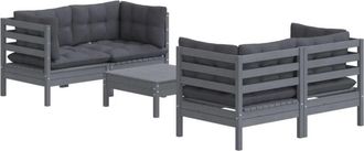 vidaXL Vidaxl - Muebles De Jard&iacute;n 5 Pzas Con Cojines Antracita Madera De Pino