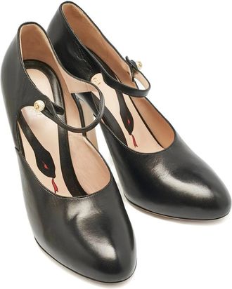 Gucci Pumps Lesley in pelle con tacco e dettaglio serpente 120mm - Nero