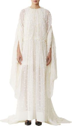 Lanvin Long Dress In Plumetis Silk in White/ivory at Nordstrom, Size 1 Eu