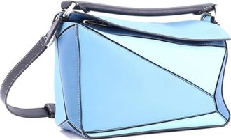 Loewe Borsa a tracolla Puzzle piccola in pelle - Blu