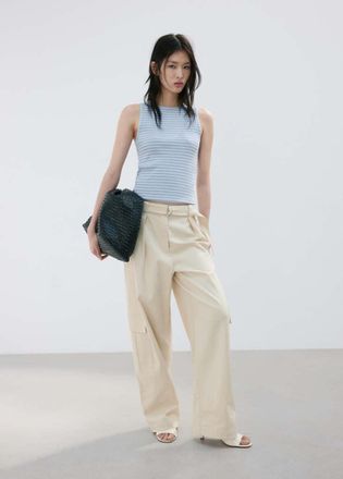 Mango Top coste cotone blu - Donna - XS - MANGO