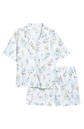 Nordstrom Classic Shirting Short Pajamas in Ivory- Blue Botanical Stems at Nordstrom, Size 1X