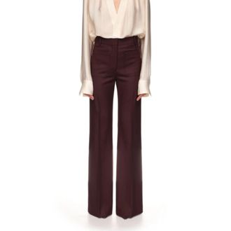 Victoria Beckham High-rise Wide-leg Broeken - Dames - Wijde Broeken - Paars - XS - Katoen - Broeken