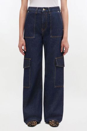 Ganni Navy Dark Rinse Angi Jeans - Size 24W/33L Organic Cotton