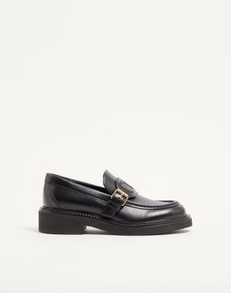 Valentino Garavani Mocassino VLogo Embossed In Vitello 40mm Donna NERO 36.5