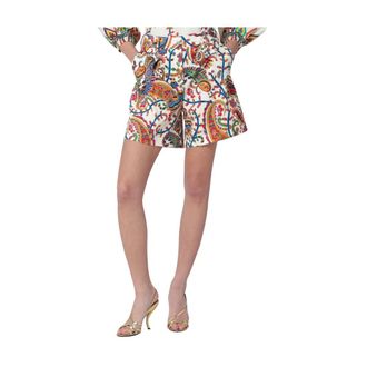 Etro Etro, Short Shorts, female, Multicolor, Size: 2XS Pleated Shorts with Back Patch Pockets