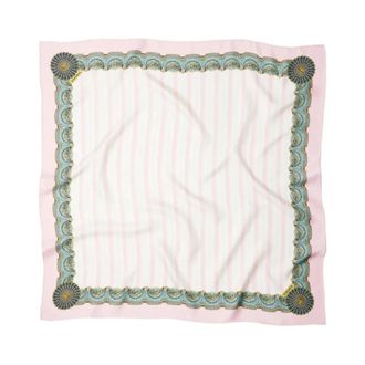 Versace Accessoires, Dames, Veelkleurig, ONE Size, Foulard 90x 90 Zijde Keper Bio Print The Encore