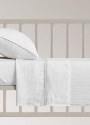 Mango Lenzuolo superiore culla garza di cotone bordo contrasto bianco - Home - 100x150cm - MANGO HOME