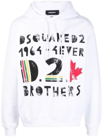 Dsquared2 logo-print cotton hoodie - men - Cotton - S - White