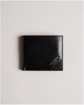 Ted Baker Prugs Heren Gegraveerde Hoek Leren Bifold Munt Portemonnee