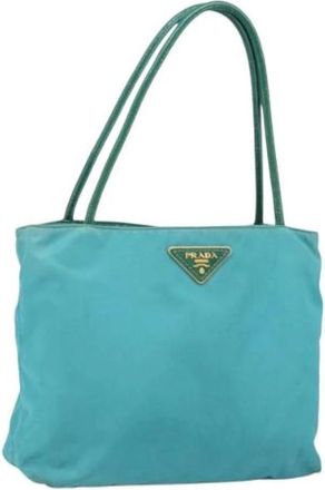 Prada Pre-owned Shoulder Bags, female, Blue, Size: ONE SIZE Pre-owned Nylon Shoulder Bag
