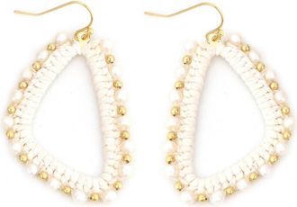 Panacea Beaded Crochet Drop Earrings in White at Nordstrom