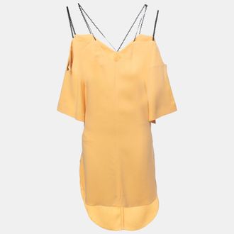 Roland Mouret Orange Peach Tie Up Waist Short Dress