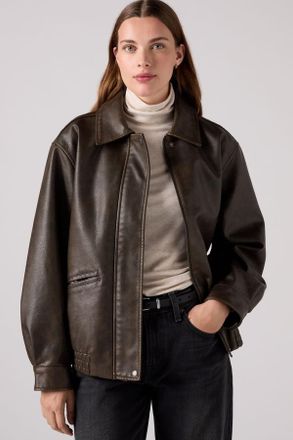 Levi's Faux Leather Relaxedbomber - Mujer - L - Marr&oacute;n / Brown