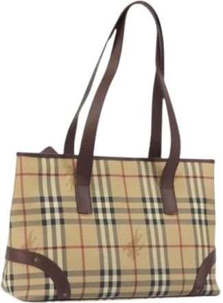 Burberry Pre-owned Vintage Tote Bag - Dames - Vintage Shopper - Beige - ONE Size - Leer - Vintage