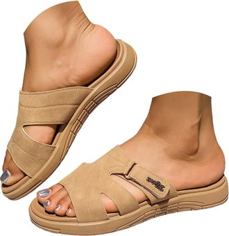 Generic Womens Orthotic Arch Support Flip Flop Sandals for Women Summer Dressy 2026 Wide Width Non-Slip Low Wedge Heel Strappy Slip on Walking Sandals Slides 