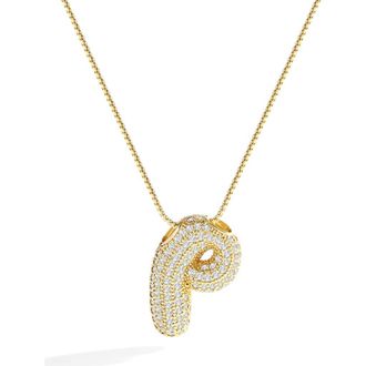 Mint & Lily Pave Bubble Initial Necklace in 18K Gold /Letter P at Nordstrom