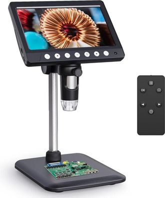OEM Microscopio Digital De 7 Pulgadas Con Pantalla Hd Para Adultos, Microscopio De Monedas De 500x Con 8 Led Y Bater&iacute;a Recargable, Compatible Con Fotos Y 