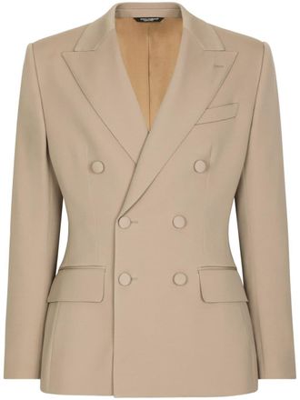 Dolce & Gabbana floral-appliqu&eacute; double-breasted suit - men - Virgin Wool/Lycra - 46 - Neutrals
