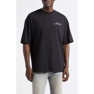 Amiri Oversize MA Check Patch Appliqu&eacute; Skate T-Shirt in Black at Nordstrom, Size Xxx-Large