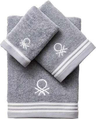 Benetton Set 3pc Toalla De Ba&ntilde;o (1pc 30x50cm + 1pc 50x90cm + 1pc 70x140cm) 450gsm 100% Algod&oacute;n Gris Tevere