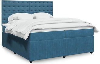 vidaXL Cama Box Spring Con Colch&oacute;n Terciopelo Azul 200x200 Cm Vidaxl