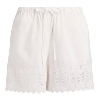 Ralph Lauren Short Shorts, female, White, Size: S Eyelet Scalloped Cotton Shorts