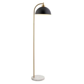 Netlighting Buchanan Floor Lamp Matt Black Antique Brass Plate Grey Marble 1x E27