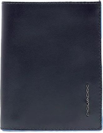 Piquadro Blue Square Verticale Drievoudige Portemonnee - Heren - Portefeuilles - Blauw - ONE Size - Leer - Accessoires