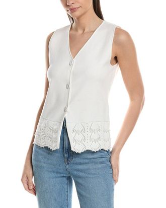 Ellen Tracy Button Front Sweater Vest