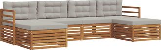 vidaXL Conjunto De Sof&aacute;s De Exterior 6 Uds. Gris Natural Y Claro Vidaxl