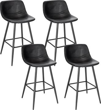 Woltu Woltu Set Di 4 Sgabelli Da Bar Con Schienale. Sgabelli Alti Con Seduta Imbottita In Similpelle. Sedie Da Cucina Con Gambe Metalliche. Altezza Seduta 6
