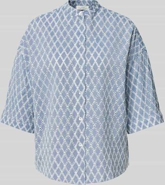 Christian Berg Regular Fit Bluse mit Stehkragen in Blau, Größe 36