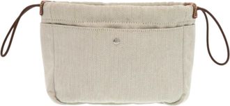 Hermès Natural Toile Chevron Barenia Leather Pouch (Pre-Owned)