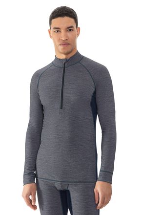 Mey Langarmshirt MEY Prfrmnc+, Herren, Gr. XXL, indigo melange, Obermaterial: 48% Schurwolle, 48% Polyester, 4% Elasthan, k&ouml;rpernah h&uuml;ftbedeckend, ohne Au