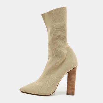 Yeezy by Kanye West Yeezy Beige Knit Fabric Season 2 Sock Boots