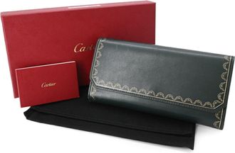 Cartier Green Leather Long Wallet (Bi-Fold) (Pre-Owned)